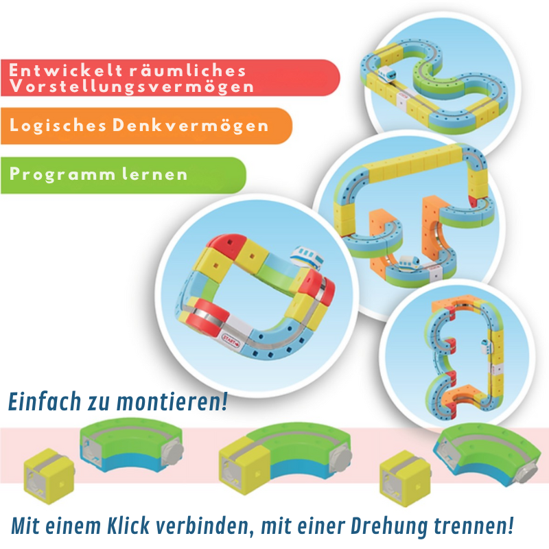 MagicRailCube: Interaktives Schienenbauspielzeug für frühkindliches Lernen